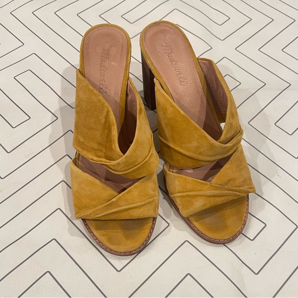 Madewell Yellow Heeled Suede Sandals